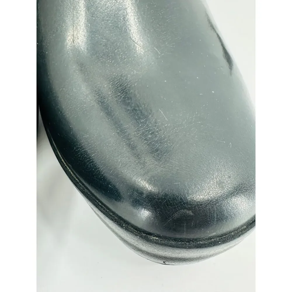 Hunter Women's Kellan Mid Black Glossy Rubber Wedge Rain Boots Size 8 SEE PHOTOS